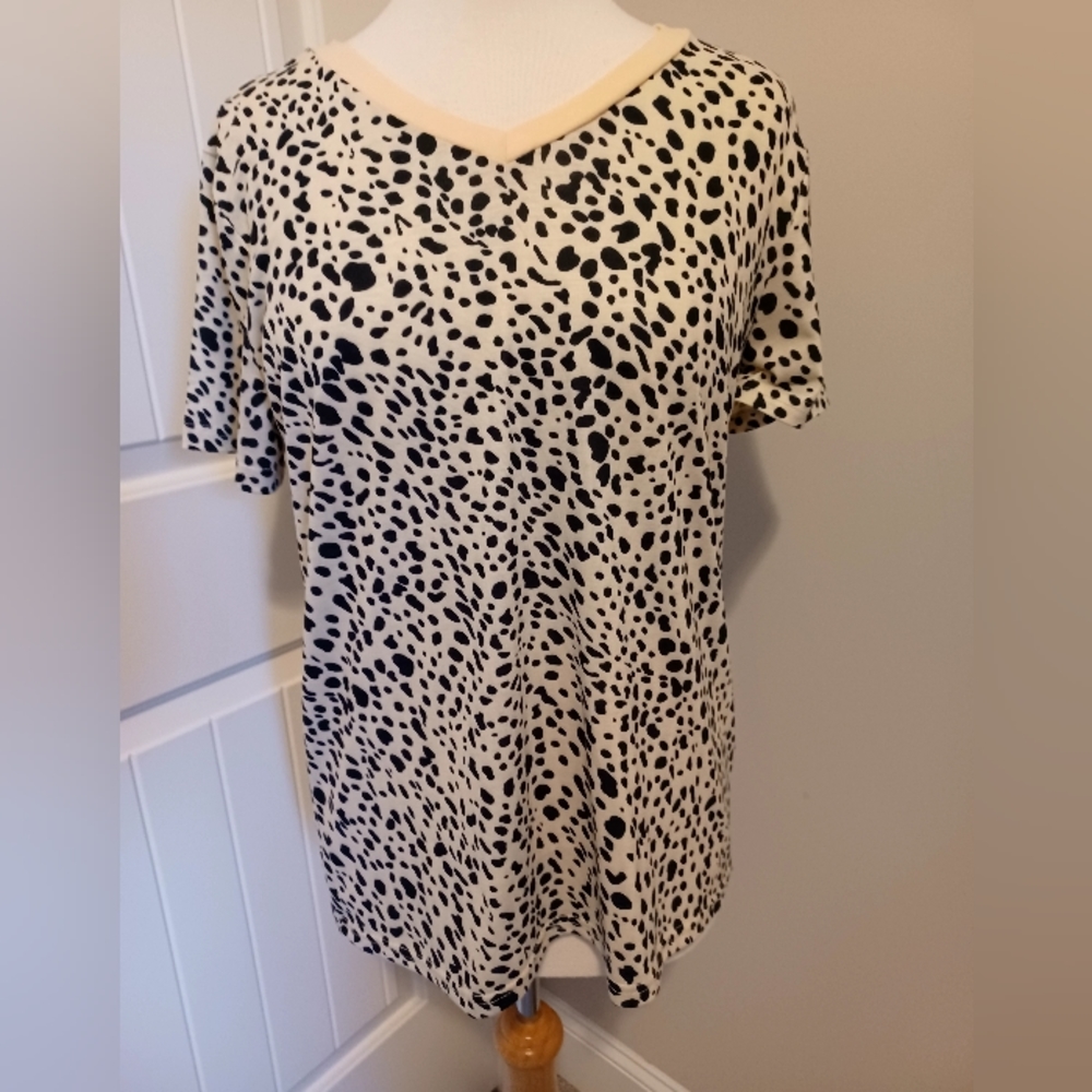 Blooming Jelly Animal Print Top Sz Med Black/Cream ###E14